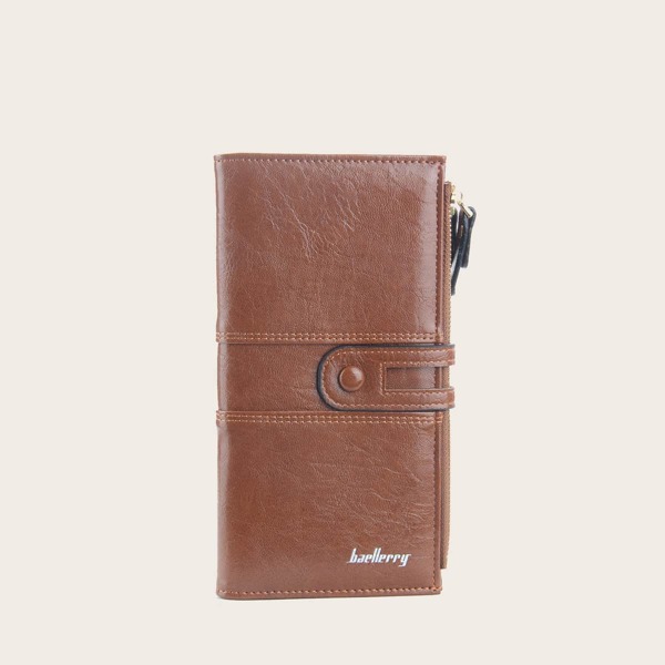 

Letter Graphic Snap Button Purse, Brown