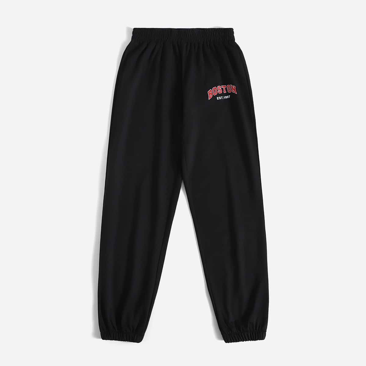 

Letter Print Sweatpants, Black