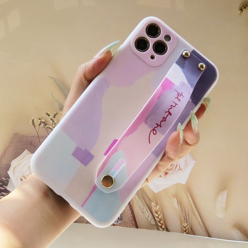 

Colorblock Phone Case With Wristband Holder, Multicolor