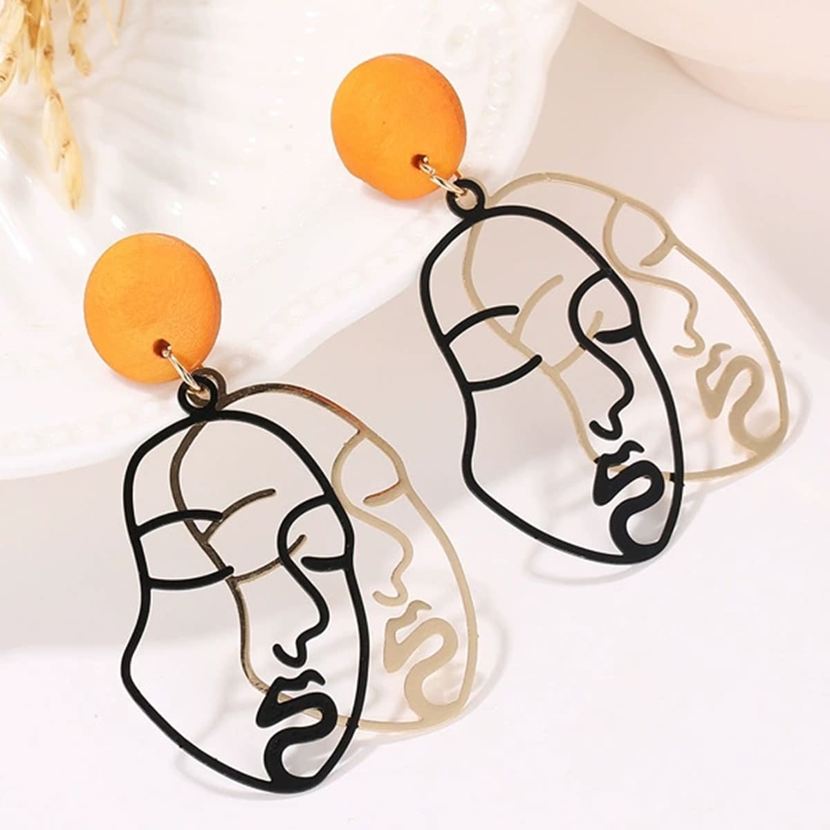 

Face Design Drop Earrings, Multicolor