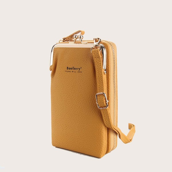 

Litchi Embossed Letter Graphic Square Bag, Yellow