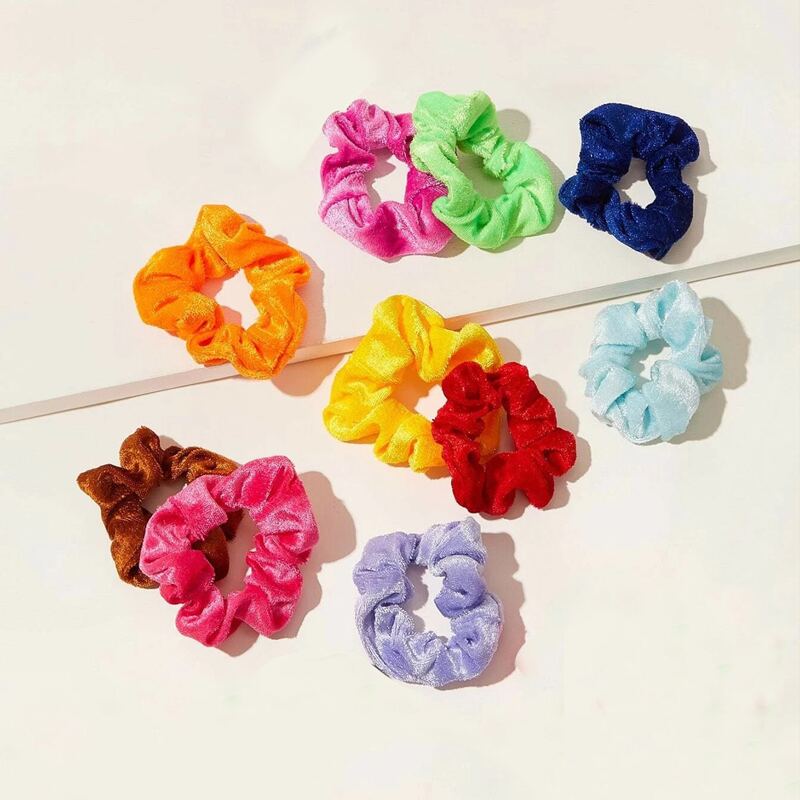 

10pcs Simple Scrunchie, Multicolor