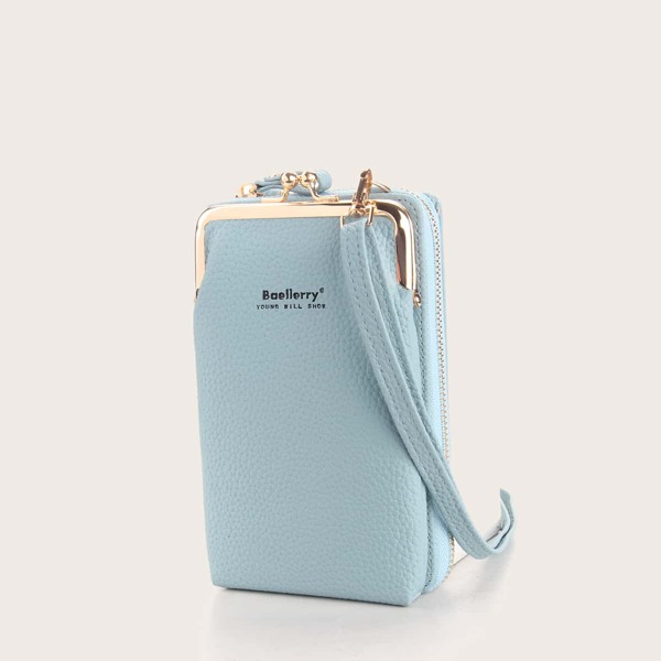 

Litchi Embossed Letter Graphic Square Bag, Blue