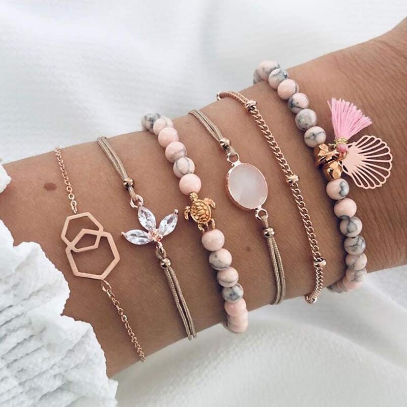 

6pcs Tassel Charm Bracelet, Multicolor