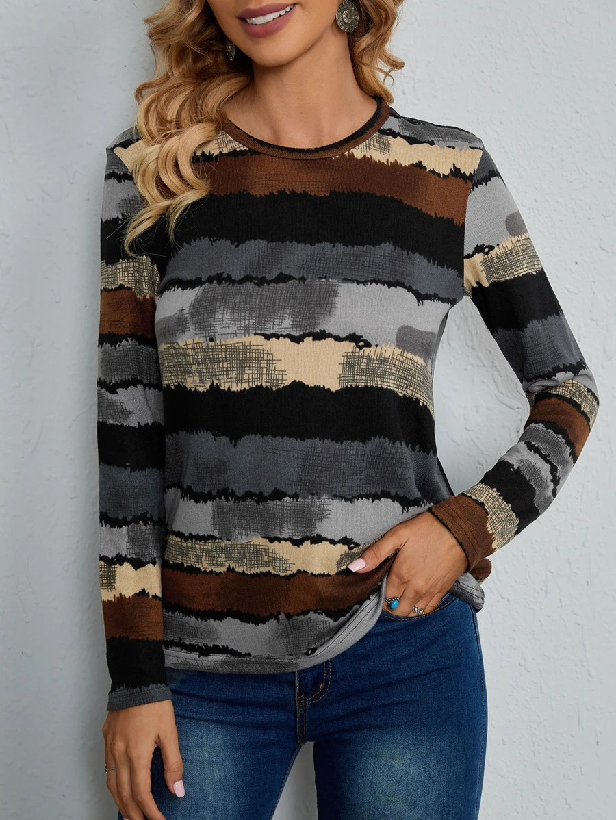 EMERY ROSE Color Block Graphic Print Tee - Multicolor - View 1