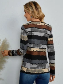 EMERY ROSE Color Block Graphic Print Tee - Multicolor - View 2