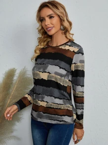 EMERY ROSE Color Block Graphic Print Tee - Multicolor - View 3