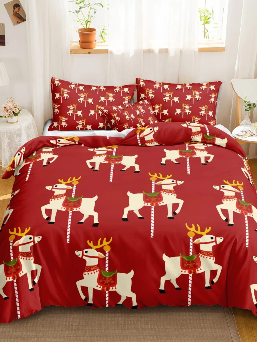 Set colcha sin relleno alce de Navidad - Multicolor - Ver 1