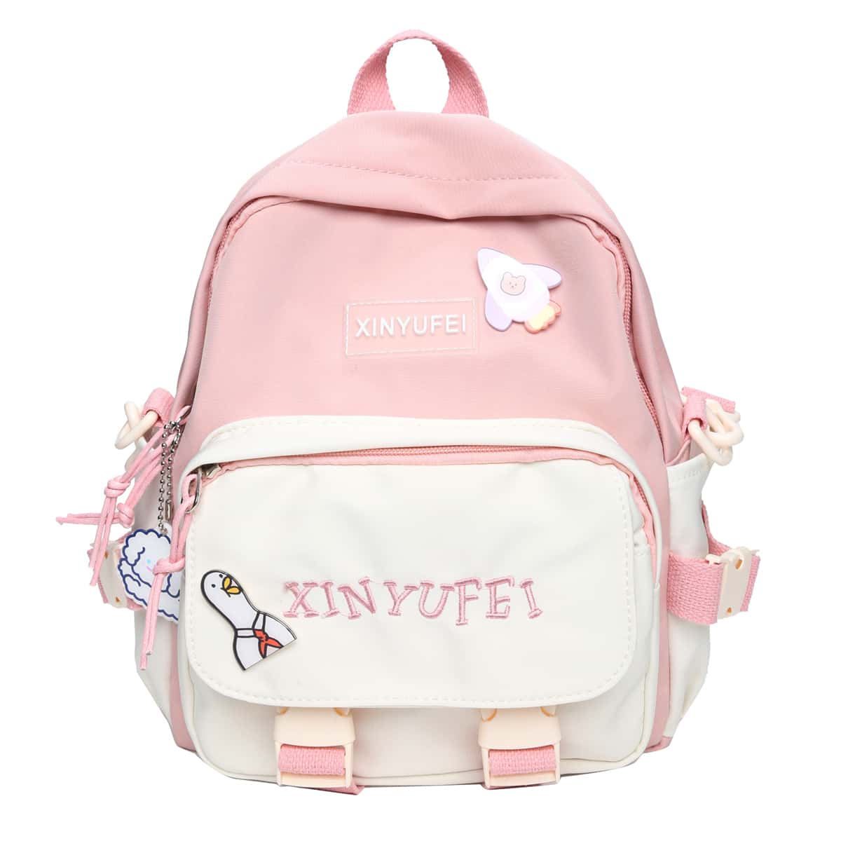 

Double Buckle Zip Front Backpack, Pink