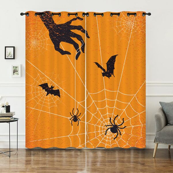 

2pcs Halloween Spider Web Curtain, Multicolor