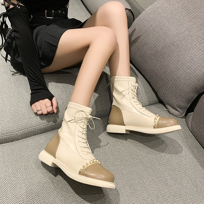 

Chunky Heeled Boots, Beige