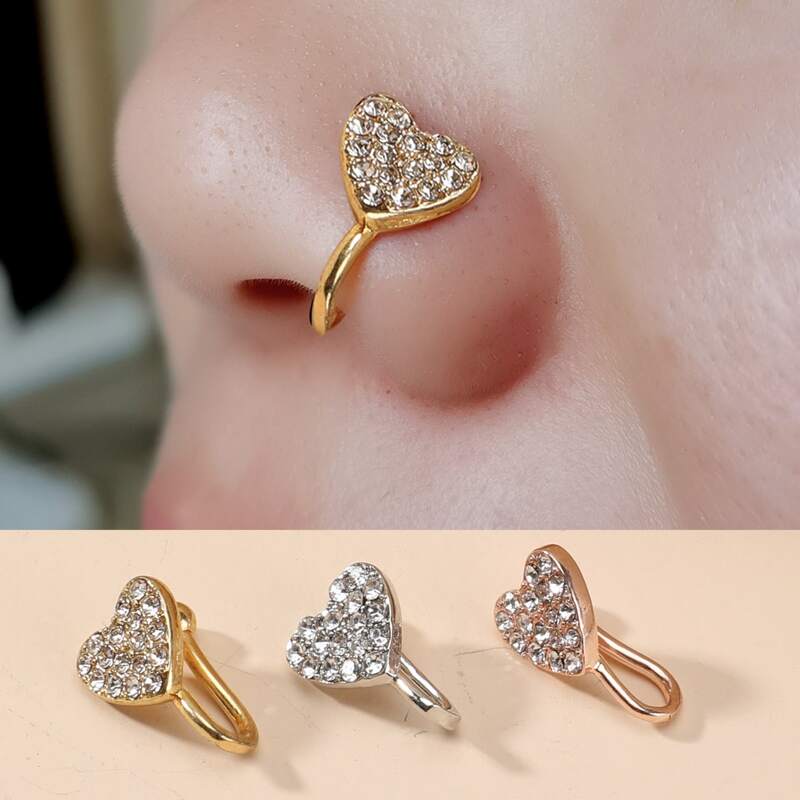 

3pcs Rhinestone Decor Nose Ring, Multicolor
