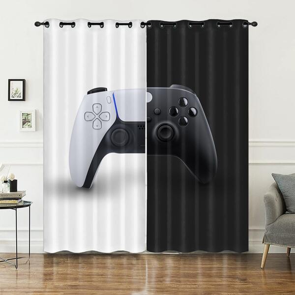 

2pcs Gamepad Print Curtain, Multicolor