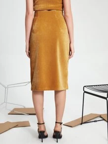 SHEIN Unity Elegant Vlak Rok Rits Zijsplit