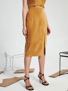 SHEIN Unity Elegant Vlak Rok Rits Zijsplit
