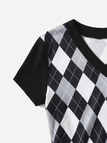 Muchica V領菱形印花T恤 - 彩色 - 查看 3