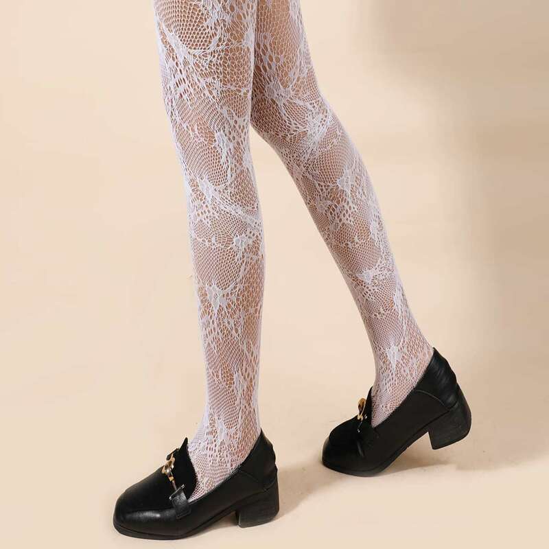

Floral Graphic Tights, White