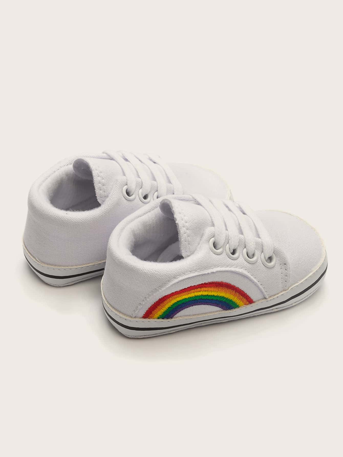 Bebé Zapatos de lona con diseño de arcoíris - Blanco - Añade 3