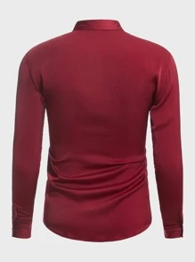 Manfinity Mode Men Solid Button Up Shirt - Burgundy - View 2