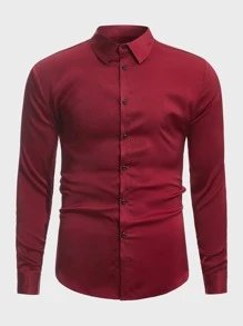 Manfinity Mode Men Solid Button Up Shirt - Burgundy - View 5