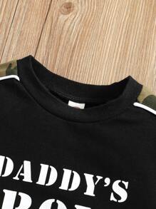 Baby Boy Camo And Letter Graphic Pullover & Joggers - Black - View 3