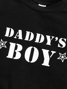 Baby Boy Camo And Letter Graphic Pullover & Joggers - Black - View 4