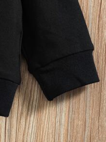 Baby Boy Camo And Letter Graphic Pullover & Joggers - Black - View 5