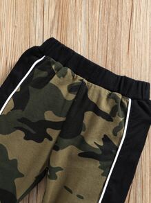 Baby Boy Camo And Letter Graphic Pullover & Joggers - Black - View 6