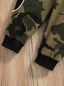 Baby Boy Camo And Letter Graphic Pullover & Joggers - Black - View 7