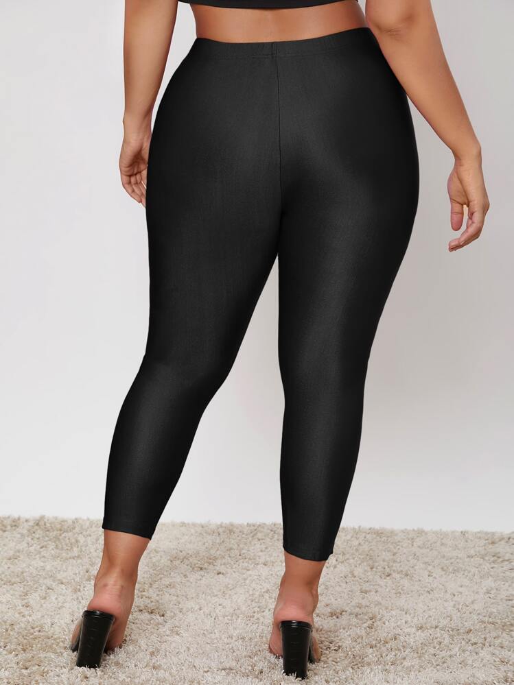 SHEIN Essnce Plus High Waist Leggings - Black - View 2