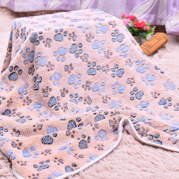 

Paw Pattern Plush Throw, Brown