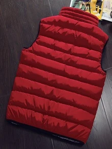 Manfinity Men Gingham Lined Zip Up Vest Jacket - Red - View 2