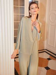 SHEIN RELAXED FIT TOP & TROUSERS SET - Apricot - View 3