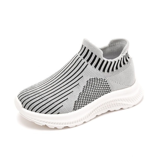 

Boys Breathable Striped Pattern Running Shoes, Grey