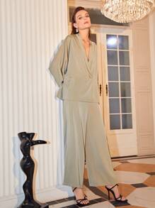 SHEIN RELAXED FIT TOP & TROUSERS SET - Apricot - View 8