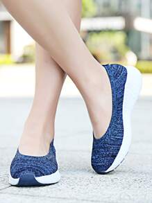 Minimalist Slip-On Sneakers - Blue - View 4