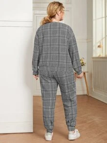 Mulvari Plus Plaid Drop Shoulder Pullover & Sweatpants