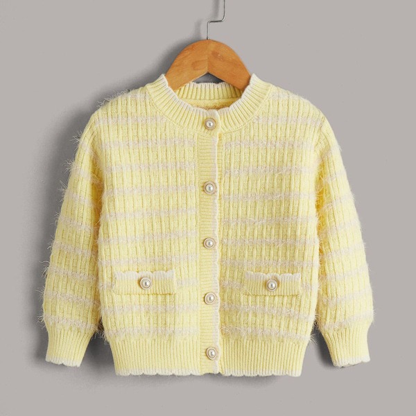 

Toddler Girls Striped Cardigan, Yellow