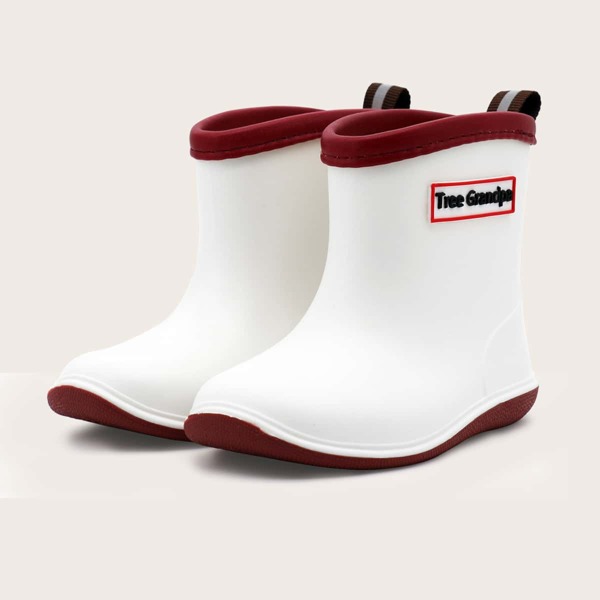 

1pair Kids Rain Boots, Red and white
