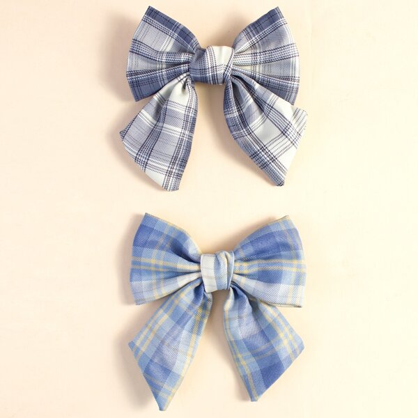 

2pcs Toddler Girls Plaid Hair Clip, Multicolor