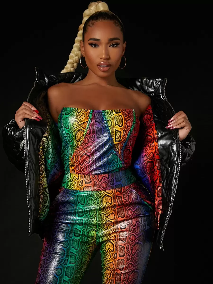 SHEIN SXY Áo khoác nữ Dây kéo màu trơn Hấp dẫn - màu đen - Xem 1