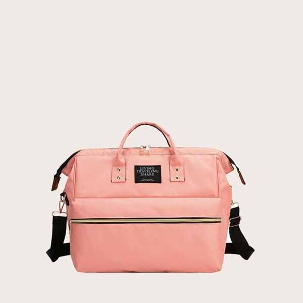

Letter Graphic Top Handle Bag, Pink