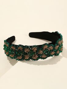 Băng đô trang trí hạt pha lê - màu xanh lá - Xem 2