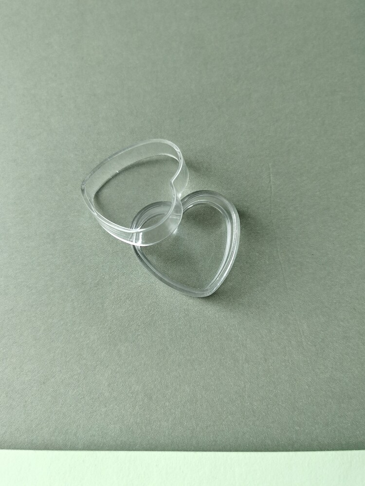 klimonla 6pcs Transparent Plastic Empty Storage Boxes Heart Container Nail Art Rhinestone Bead Gems Case - White - View 3