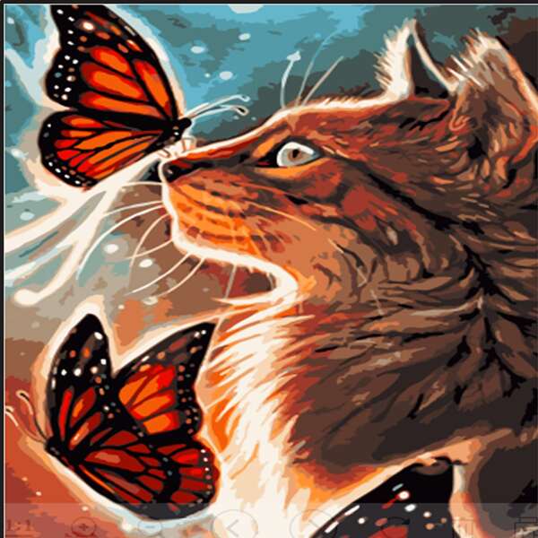 

Cat Print DIY Diamond Unframed Painting, Multicolor
