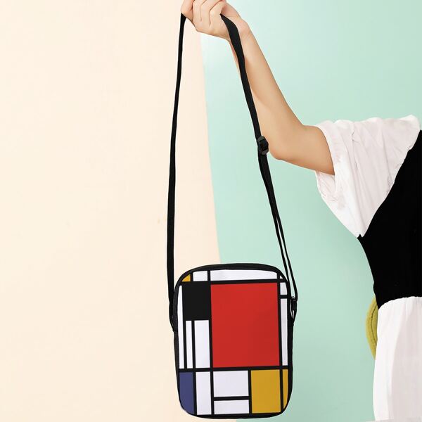 

Colorblock Graphic Square Bag, Multicolor