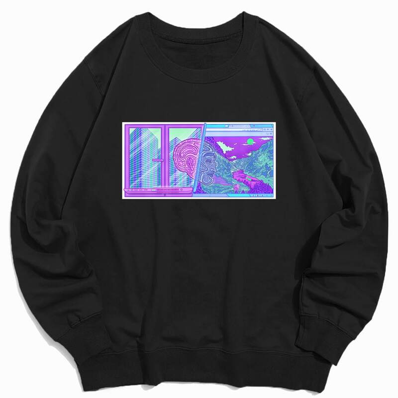 

Unisex Building Print Sweatshirt, Black