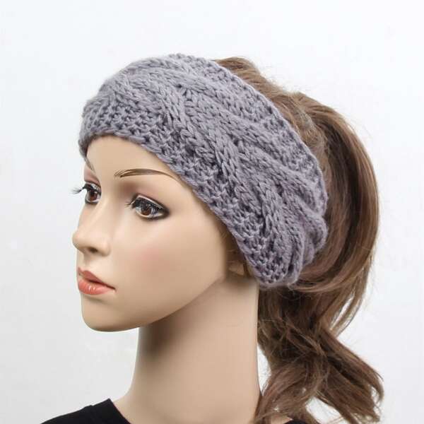 

Solid Knitted Hair Band, Grey