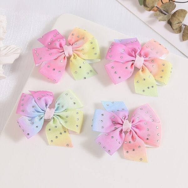

4pcs Toddler Girls Bow Knot Hair Clip, Multicolor