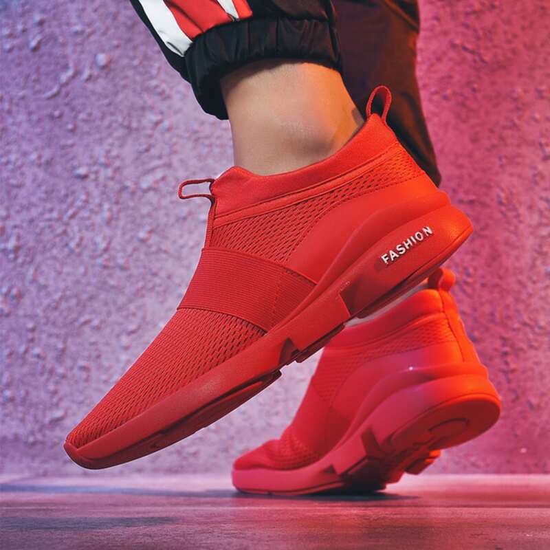 

Guys Knit Detail Letter Detail Slip On Sneakers, Red